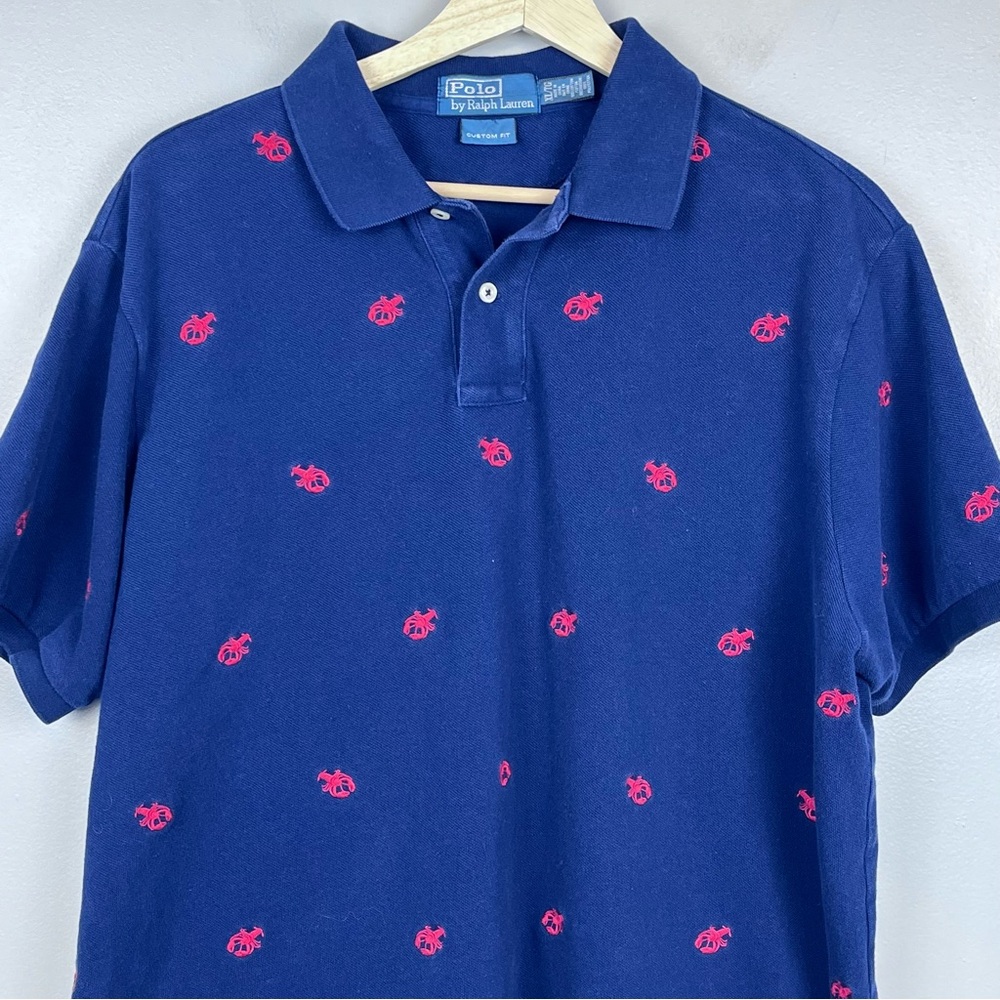 Polo Ralph Lauren Men's Custom Fit Polo with Embroidered Lobsters Size XL Preppy - Picture 2 of 10